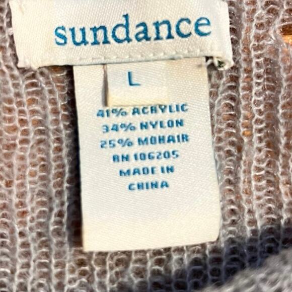 Sundance Sweater Women Size L Gray Ruffle Relaxed Lightweight Mohair Open Knit - Picture 5 of 5